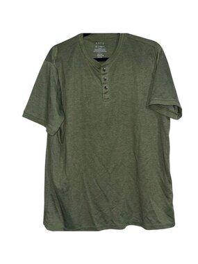 Apt. 9 XL Premier Flex Henley Shirt Olive Green Mens T-Shirt Polyester & Rayon B
